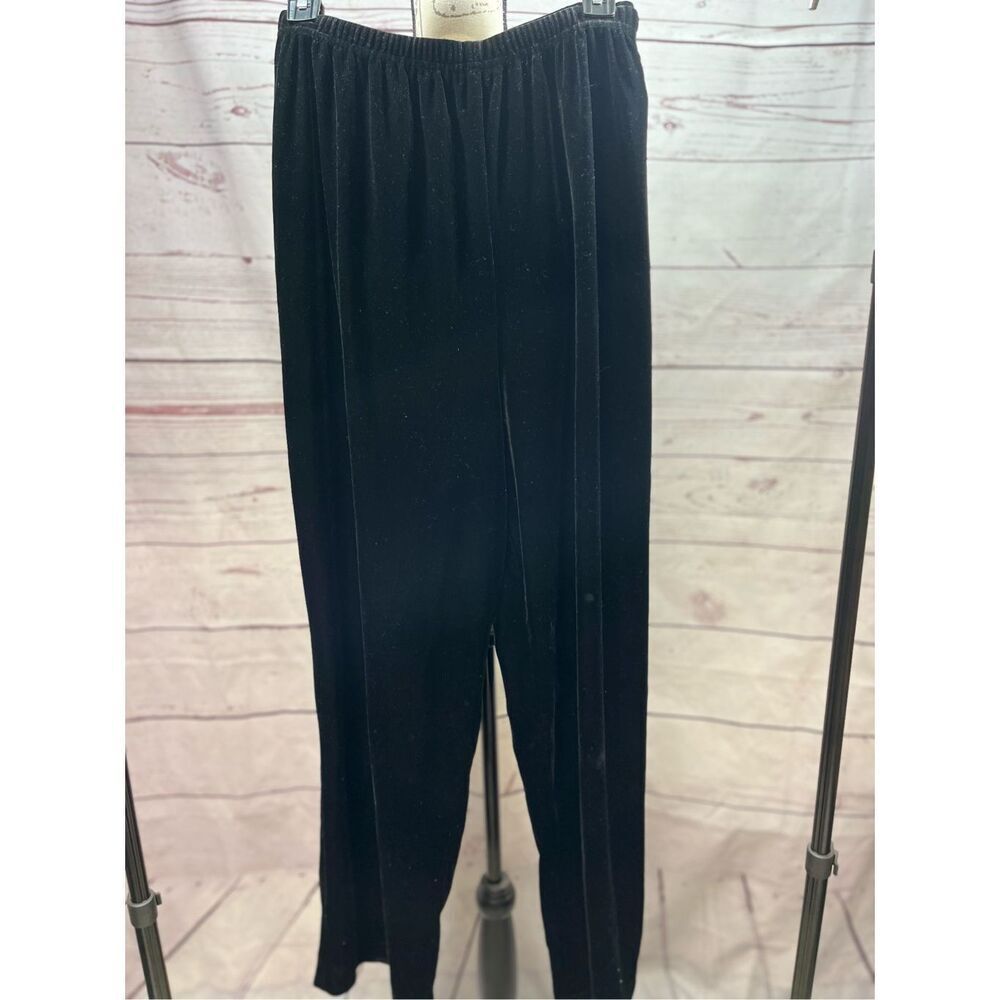 BRIGS NEW YORK Womens Black Velvet Wide Leg Pants‎ Size 2X